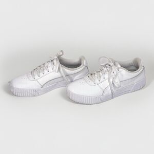 Puma Womens 8 Carina Sneakers White Leather Softfoam Trainer Comfort Athletic